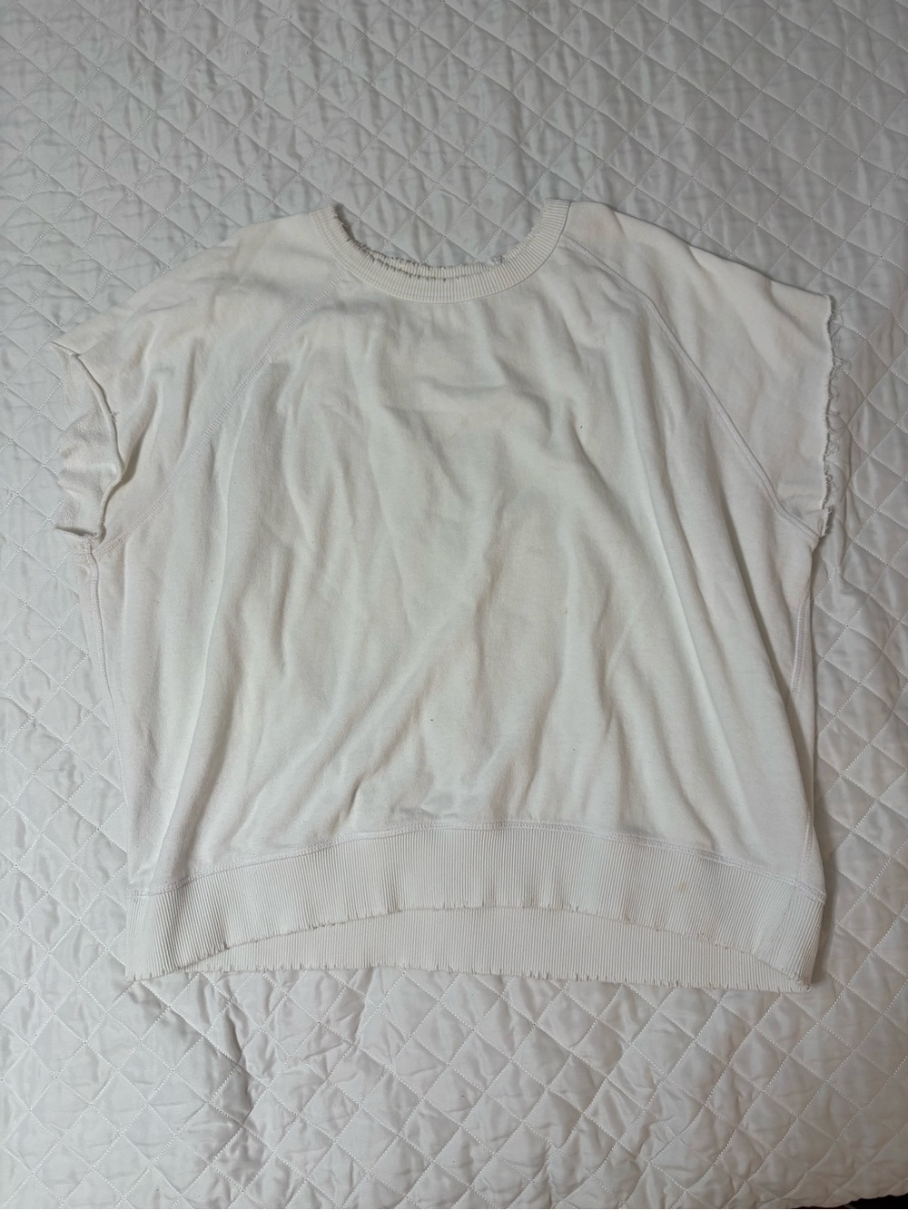 Free People Everyday White Short-Sleeve Top size L